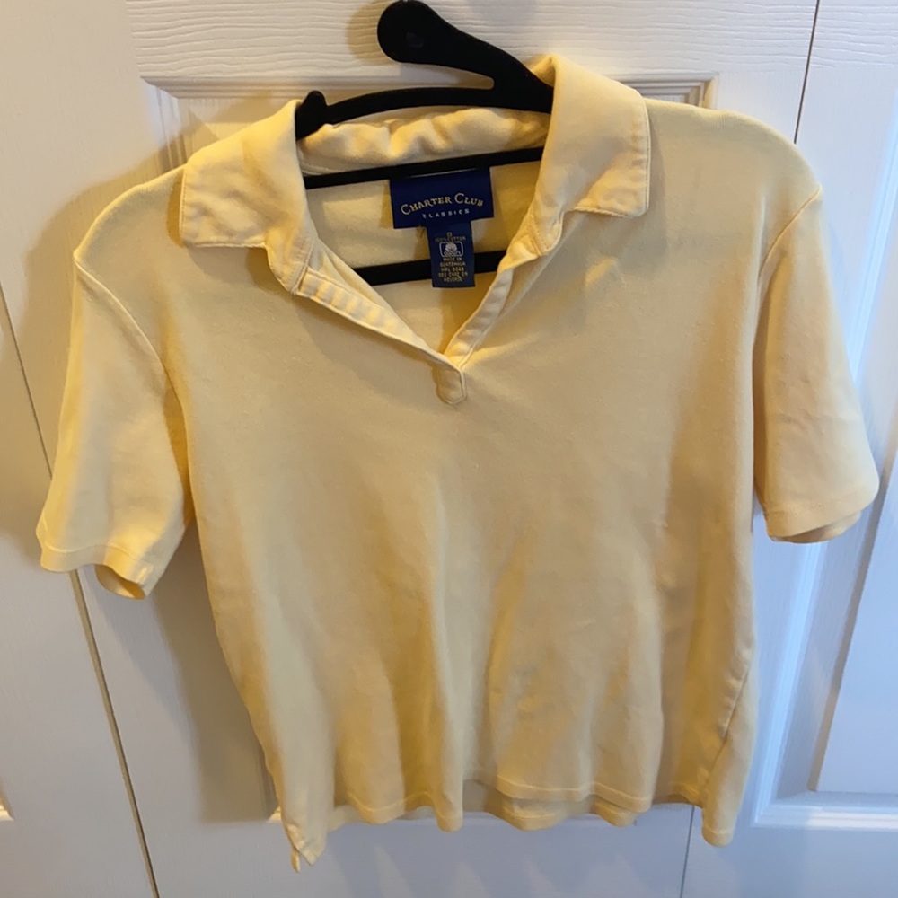 Charter Club Classics Women’s Yellow Short-Sleeve Polo Shirt S